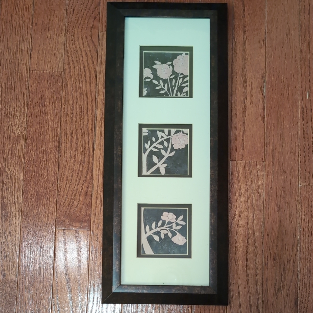 Target 8"x20" Floral # Panel Triptych Wall Art in Black Frame